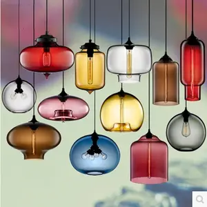 JYLIGHTING Artpad Multi Color Stained Clear Glass Pendant Light Lamp for Dining Room Bar Coffee