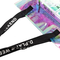 Sac en PVC transparent personnalisé, sac de shopping en PVC laser, sac fourre-tout néon en PVC