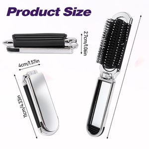 Fashion Cute Design Folding Hair <b>Brush</b> With Mirror Portable Travel Pocket Hair Comb with Mirror - Product Image 4