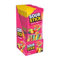 BESTAR Wholesale Twisted Straw Sour Stick Gummy Candy 70g Tutti Frutti Assorted Fruit Flavor Sugar Coated Chewy Confectionery