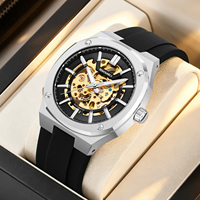 Montre automatique squelette de luxe pour homme SKMEI 9404, boîtier en alliage de haute qualité, bracelet en silicone, résistante à l'eau, mécanique