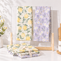 Op maat gemaakt bloemen- en dierenprint voor keukendecoratie, op maat gemaakt patroon keukendoek van natuurlijk linnen katoen.