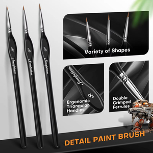 Nouveau 6 pièces <span class=keywords><strong>noir</strong></span> Triangle Miniature détail pinceaux acrylique <span class=keywords><strong>peinture</strong></span> Liner pinceaux pour <span class=keywords><strong>peinture</strong></span> à l'huile - Product Image 3