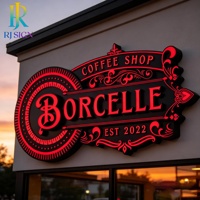 Enseigne lumineuse LED 3D en acier Elite 201 avec lettres frontales éclairées, mini enseigne LED en acrylique pour entreprises, bureaux, bâtiments, parcs, pionniers industriels