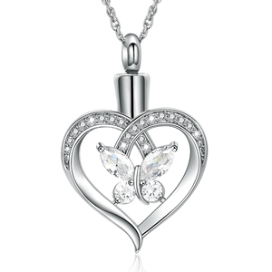 Urn <strong>Necklace</strong> for <strong>Ashes</strong> for Women <strong>Butterfly</strong> Heart Cremation Jewelry <strong>Ashes</strong> Pendant for Human/Pet Keepsake Urn Locket - Product Image 1