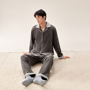 Pijamas Térmicos Casuales de Forro Polar Anzhiban Sea Island para Otoño e Invierno, Transpirables, Acolchados, de Coral, Ropa de Casa para <span class=keywords><strong>Hombre</strong></span> - Product Image 1