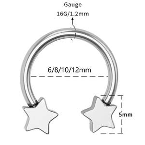 2025 Offre Spéciale mignon étoile 16g fer à cheval Nasal Septal anneau plaqué or bijoux <span class=keywords><strong>de</strong></span> mariage pour les femmes <span class=keywords><strong>nez</strong></span> Piercing - Product Image 2