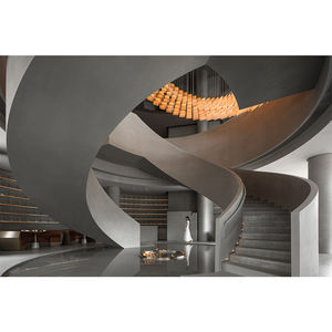 Escalera Interior Moderna Personalizada en Espiral con Barandilla de <span class=keywords><strong>Piedra</strong></span> <span class=keywords><strong>Artificial</strong></span> y Luces LED Integradas en los Peldaños - Product Image 1