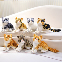 Nouvelle peluche transfrontalière, chat de simulation réaliste, peluche courte, poupée chat en coton PP, 11-30 cm, vente en gros