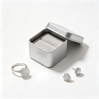 Mini boîte à bijoux en aluminium, boîte carrée en métal de 60 mm pour bagues, boucles d'oreilles, doublée de velours, personnalisée