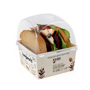 Caja <span class=keywords><strong>de</strong></span> sándwich desechable ecológica con tapa transparente <span class=keywords><strong>de</strong></span> cúpula <span class=keywords><strong>cubierta</strong></span> transparente <span class=keywords><strong>de</strong></span> medio círculo para exhibición <span class=keywords><strong>de</strong></span> alimentos para productos horneados - Product Image 4