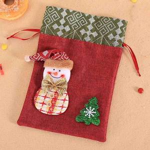 Décorations de Noël, sac à bonbons en lin rouge 3D, sac cadeau de Noël, accessoires de déguisement pour enfants - Product Image 3