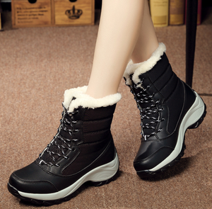 Bottes de neige en coton imperméable pour femmes <span class=keywords><strong>2022</strong></span> haut épais étudiants conception à lacets pour les saisons d'automne et d'été - Product Image 5