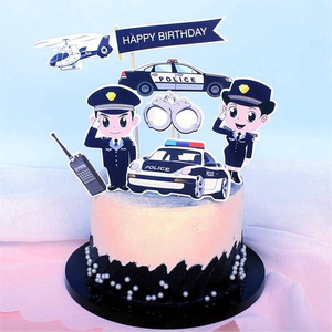 Polizeibeamter Geburtstagstorte Topper Offizier Polizeiauto zum Thema Party-Dekorationen für Jungen Baby-Babyparty Geburtstag Party-Dekoration - Product Image 2