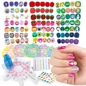 Wholesale Custom Girls Kids Beauty Makeup Nail Studio Art Toys, Retail DIY Fashion Cute Cosmetics 3D Art Nail Sticker Set