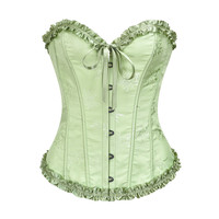 Corset Bustier Push-up Jaune Jacquard à Volants et Baleines, Effet Amincissant, Style Gothique Sexy pour Femme