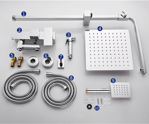 Brass treo tường 4-chức năng vòi hoa sen đặt lượng mưa Mixer vòi và Douche với Chrome kết thúc phòng tắm vòi Bộ dụng cụ - Product Image 4