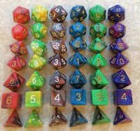 Ensemble de 7 dés à six faces en acrylique multicolores pour jeux de rôle, dés à six faces, logo personnalisé gravé, jeu de société fabriqué aux États-Unis