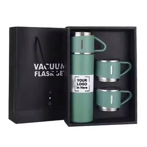 500Ml Double-Wall Thermal Mug Gift Set Tea 304 Stainless Steel Tumbler Water Bottle Portable Vacuum <b>Flask</b> With <b>2</b> Extra <b>Cup</b> - Product Image 1