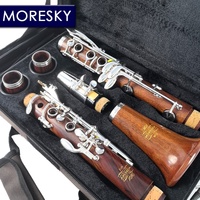 MORESKY Professional Bb Clarinet Mopane Rosewood Body Nickel Silver Surface Silver Plated Keys 17-Key Customizable Model M12
