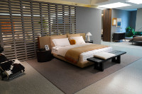 Ensemble de mobilier de chambre d'hôtel moderne et minimaliste de luxe, matériaux personnalisés avec cadre et tissu pour chambre à coucher