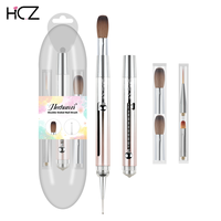 Outils de nail art de luxe à double extrémité avec manche en métal anti-acétone, conception brevetée Hechunzi, 100% poils de Kolinsky, pinceau à ongles en acrylique
