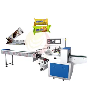 Multi function film wrapping machine automatic bread biscuit horizontal pillow food packing machine