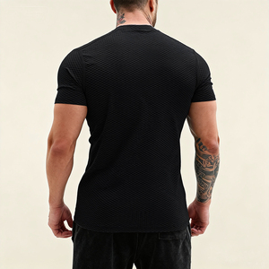 Custom Men's Compression Gym T-shirts High Quality Heavyweight Compression T-shirts for Men Quick Dry Men's Rhombus Grid Shirts