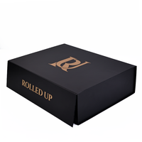 Boîte Cadeau Rigide Pliable Magnétique de Luxe Grand Format Recyclable Noire Classique pour Présentation, Embossage et Emballage