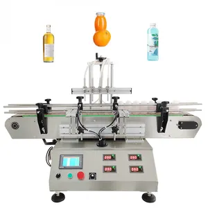 Máquina de llenado de líquidos de cuatro cabezales, bomba magnética automática de escritorio con transportador para máquina de llenado de Perfume