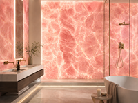 Dalle de marbre rose Poléage Effet Glacial Polie pour Panneau Mural Décoratif, Plan de Travail de Cuisine, Plateau de Meuble-Lavabo de Salle de Bain, Contour de Cheminée et Plateau de Console en Pierre