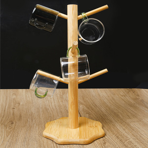Support à tasses en bois de style japonais, porte-tasses créatif en bambou à quatre griffes, égouttoir à tasses inversé, support de rangement pour mugs. - Product Image 3