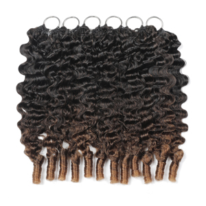 Extension per capelli umani ricci <span class=keywords><strong>invisibili</strong></span> pre-separati senza nodi, con ricci a burmese all'uncinetto, effetto piuma - Product Image 2