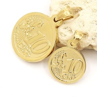 Collar de Lujo Clásico con Cadena de Eslabones de Acero Inoxidable y Colgante de Moneda de Oro de 27mm/20mm con Engaste de Garra, 12/5g, para Fiesta de Aniversario