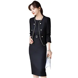 2024 New Explosion Popular Women's Formal Two-Piece Set High Sensation Small Suit Dress With Button Decoration Made Of Spandex