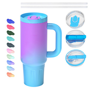 Stainless Steel Insulated Tumbler 40oz With Handle Dual Drink Straw Lid Travel Mug For Car Outdoor Use - Product Image 3