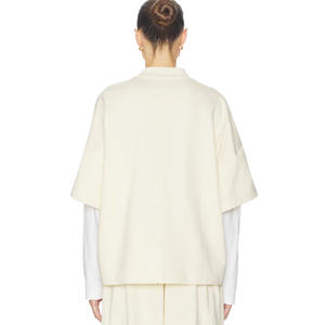 Camiseta de Manga Larga para Mujer, Corte Regular, Moderna, Casual, Versátil, con Parches, Primavera, 100% Algodón, Amarillo Claro, Cuello Redondo - Product Image 4