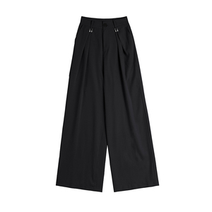 <span class=keywords><strong>Pantaloni</strong></span> a gamba larga pieghettati pieghevoli da donna tuta ampia a vita alta elegante da ufficio da donna adatta <span class=keywords><strong>con</strong></span> tasche <span class=keywords><strong>pantaloni</strong></span> abbottonati - Product Image 2