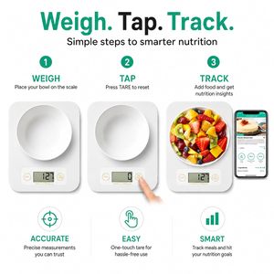 Báscula de Cocina Electrónica Inteligente de Plástico con Calculadora Nutricional, Aplicación para Calcular Calorías y Nutrientes, Funciona con Batería - Product Image 5