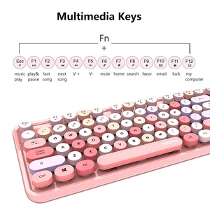 Kích Thước Đầy Đủ USB Đa Phương Tiện Tiện Dụng Hỗn Hợp Màu Bàn Phím Không Dây Chuột Combos Vòng Key Cho Phụ Nữ Cô Gái Trẻ Em Tùy Chỉnh Cung Cấp - Product Image 4