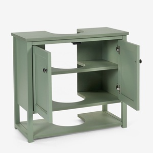 Custom Modern Style Freestanding Sage Green Bathroom <strong>Vanity</strong> <strong>Unit</strong> <strong>Under</strong> Single <strong>Sink</strong> with Open Shelf Shaker Design Storage <strong>Unit</strong> - Product Image 5