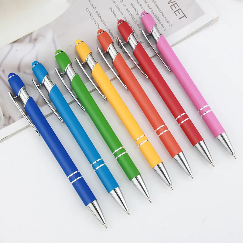 custom business branded advertising plastic ballpoint pens gift promotional ball metal pen customized print logo with blue ink