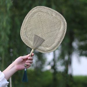 Handmade Bamboo Fan Straw Woven Foldable Eco Friendly Handheld Cooling Fan For Hanfu Style Ancient Fashion Gift - Product Image 2