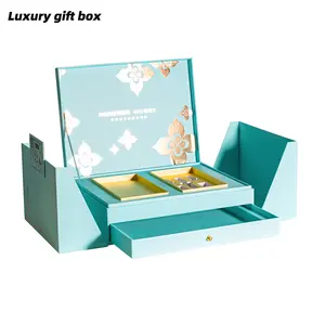 custom luxury double door open flip top fragrance perfume gift box wall slide open flap opening folding jewellery cosmetic box