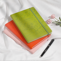 Benutzer definiertes Leder-Notizbuch mit vollem Präge muster auf dem Cover PU Journal mit Elastic Band Hardcover PU Planner Note Books
