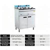 Friteuse électrique verticale professionnelle à double cuve 16L+16L en acier inoxydable, température réglable 60~200°C