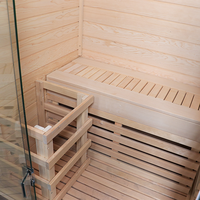 Sauna Kayu Solid Utuh dengan Bangku Sauna Gantung, Sauna Dalam Ruangan untuk 2 Orang, Cocok untuk Gym & Hotel