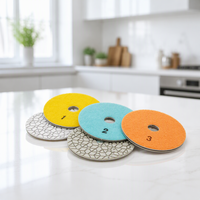 Disque abrasif OEM 4 en 1 flexible à liant résineux, patin de polissage à 3 étapes pour marbre, granit, pierre, carrelage, quartz