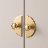 Poignées et boutons de meubles modernes en alliage de zinc Goo-Ki avec plaque arrière demi-lune pour armoires de cuisine et commodes de chambre