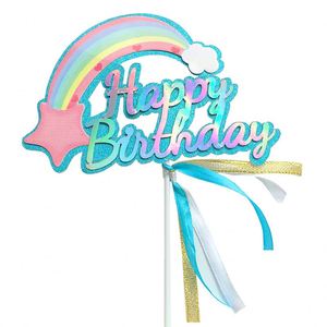 Adornos de Papel para Pastel de Cumpleaños con Diseño de Arcoíris, Decoración para Pastel - Product Image 2